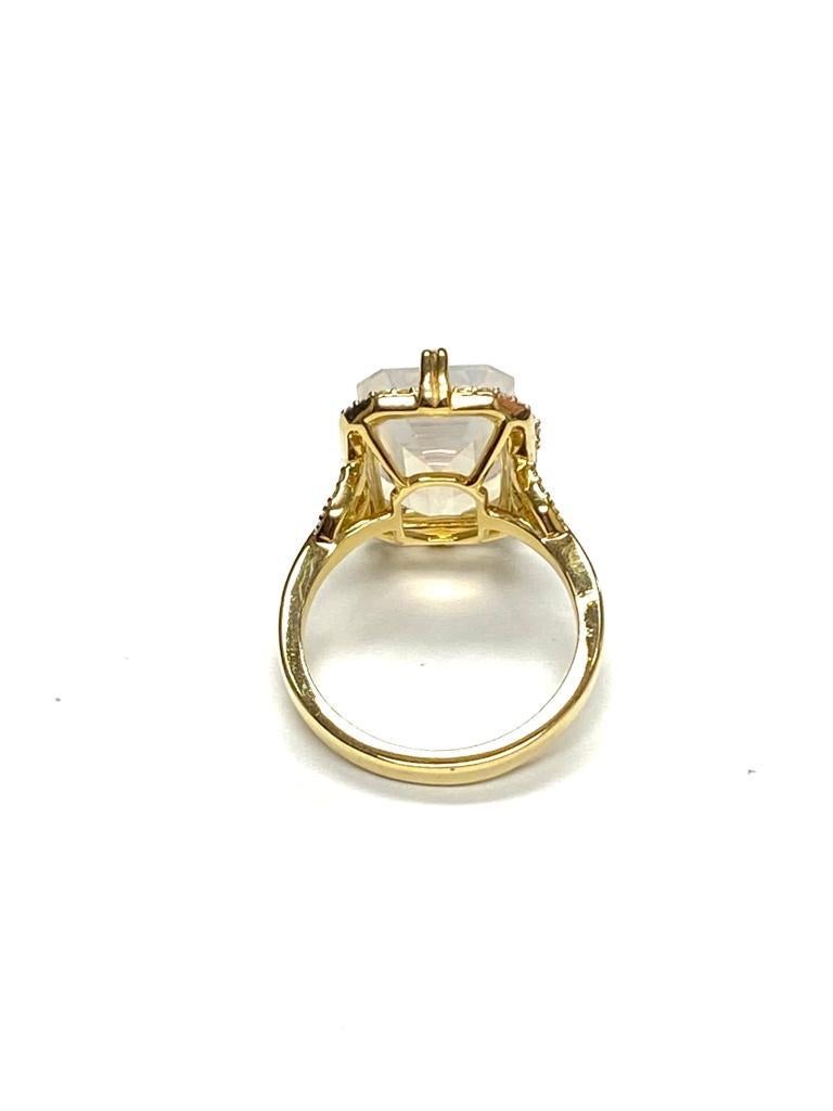 Women's Goshwara Emerald Cut Moon Quartz And Diamond Ring