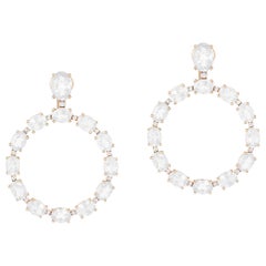 Goshwara Oval Moon Quartz And Diamond Earrings