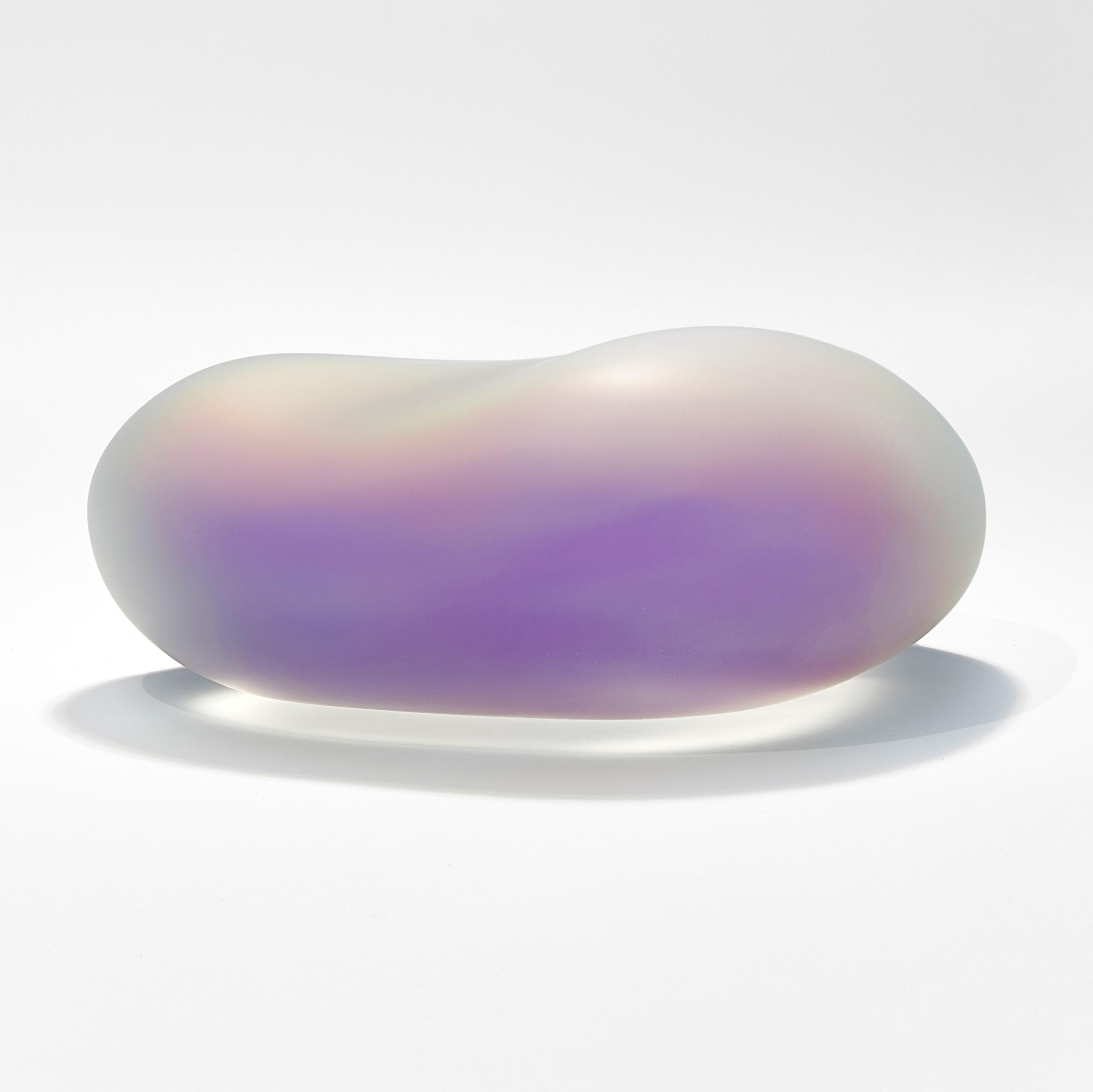 Organic Modern Moon-rock 010, clear glass sculptural rock with iridescent colours by Jon Lewis