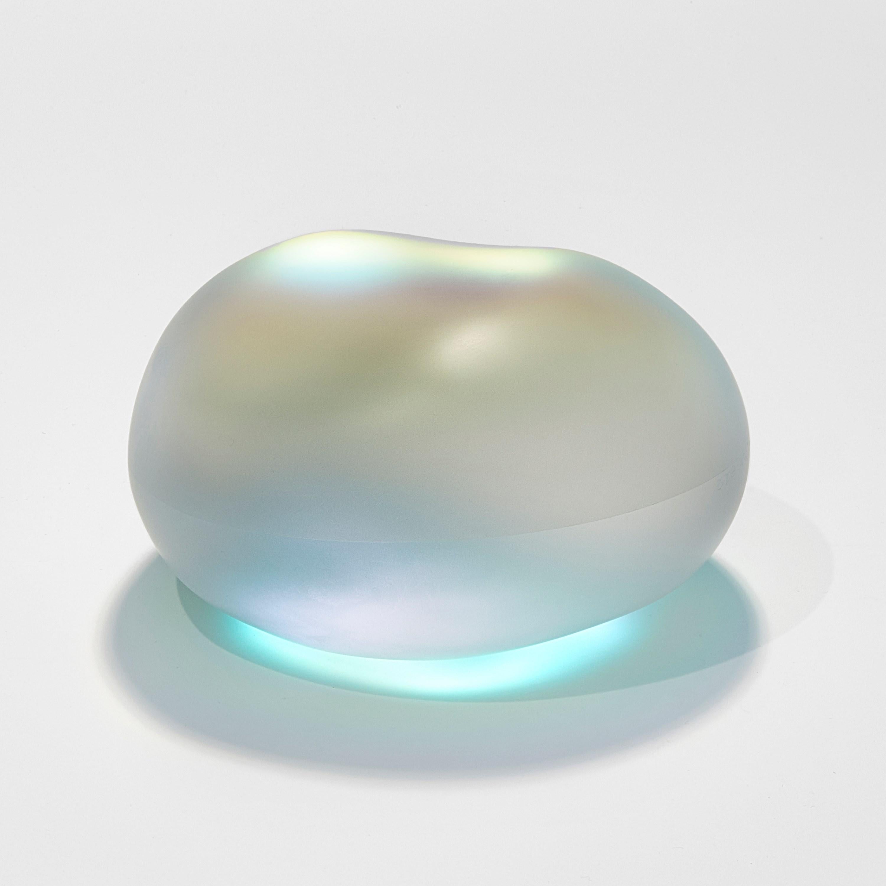 Organic Modern Moon-rock 012, glass sculptural rock/pebble with iridescent colours by Jon Lewis