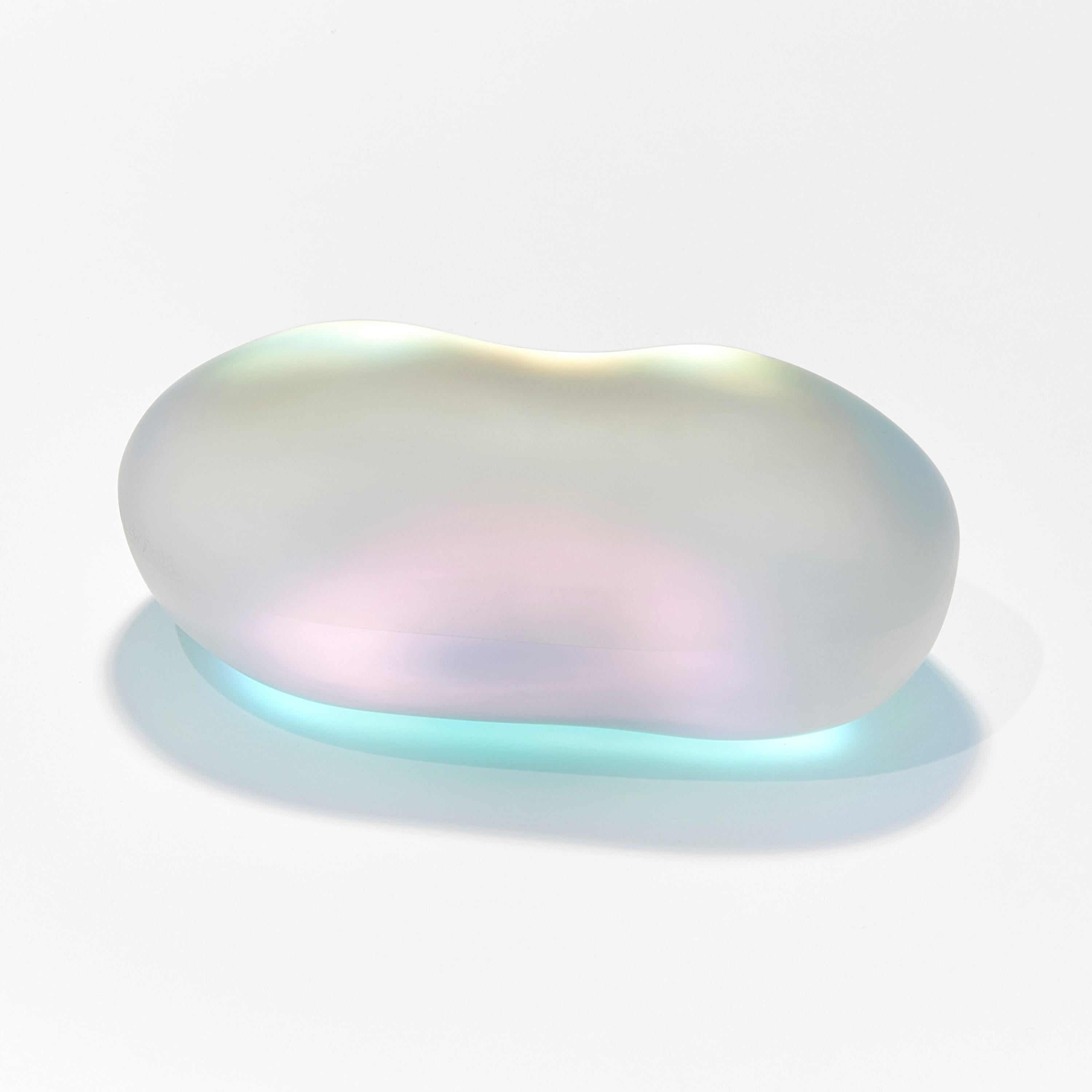 Organic Modern  Moon-rock 013, clear glass sculptural rock with iridescent colours by Jon Lewis
