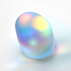 Moon-rock 021, clear glass cast sculpture with dichroic film by Jon Lewis