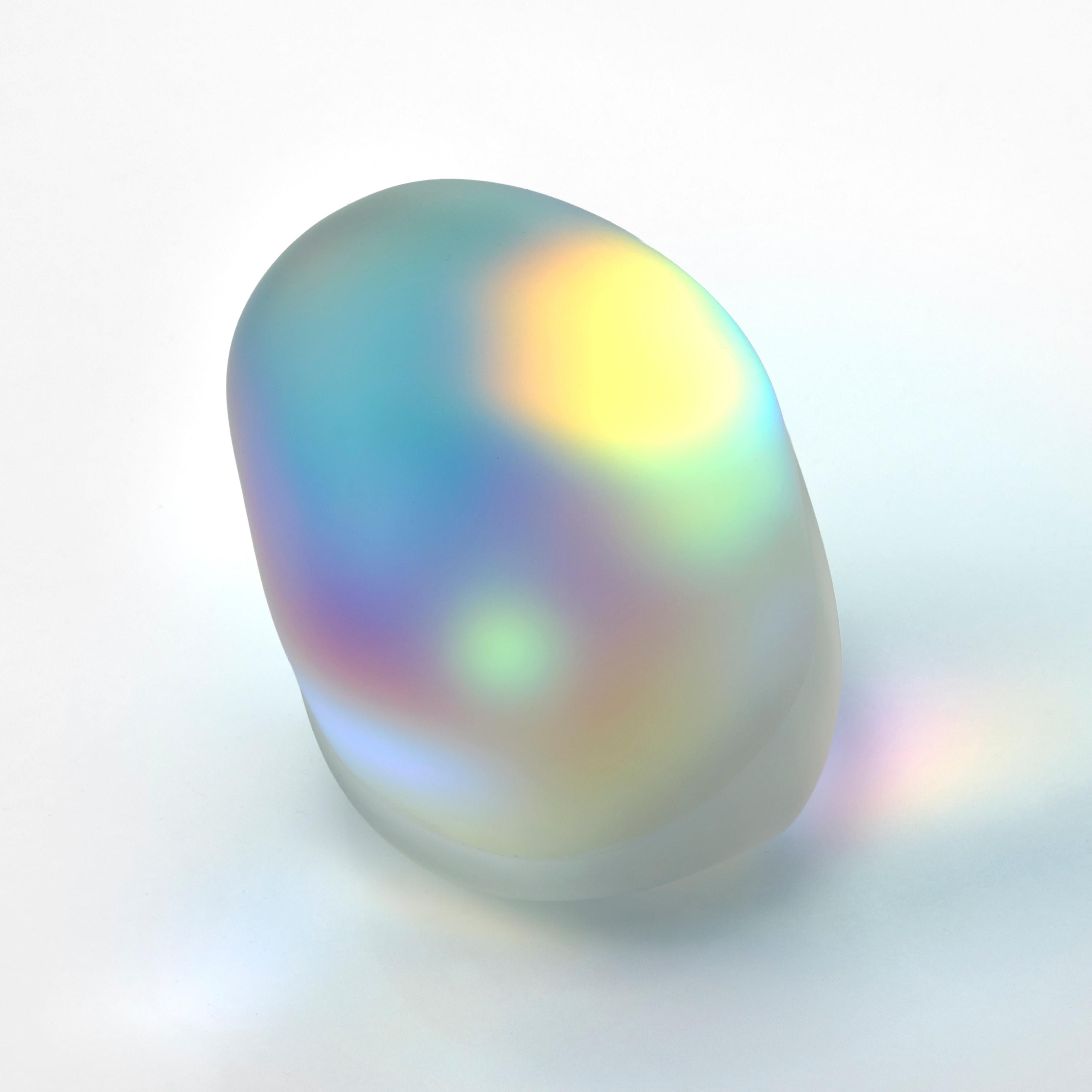 Calco Moon-rock 021, scultura in vetro trasparente con pellicola dicroica di Jon Lewis in vendita