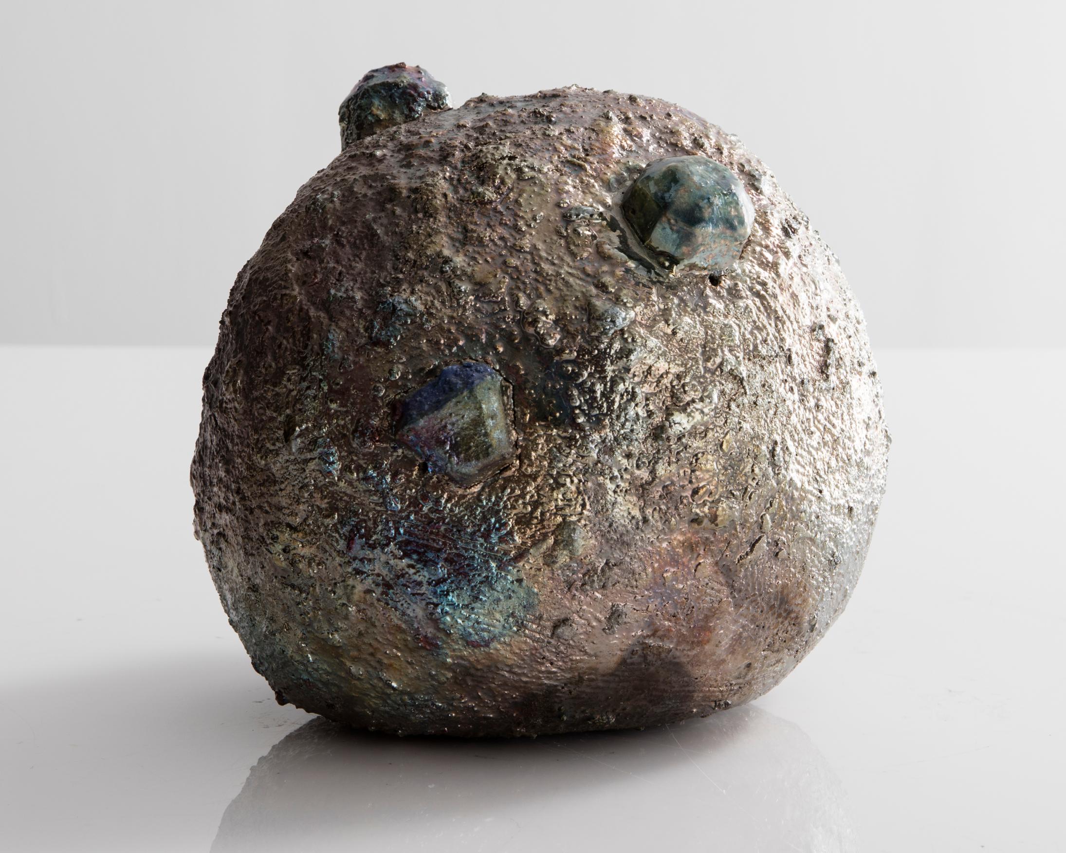 Modern Moon Rock in Ceramic with a Raku Glaze by Kelly Lamb, 2016
