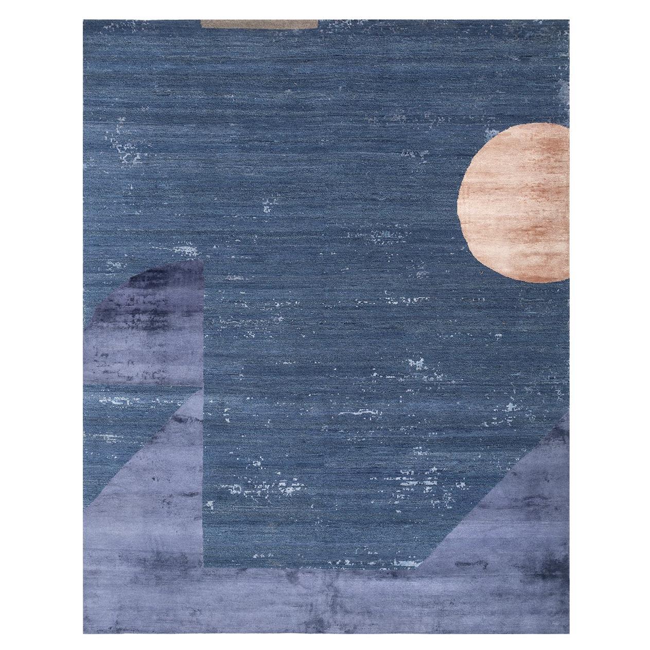 Moon Rug by Rural Weavers, Knotted, Wool, Bamboo Silk, 240x300cm For Sale