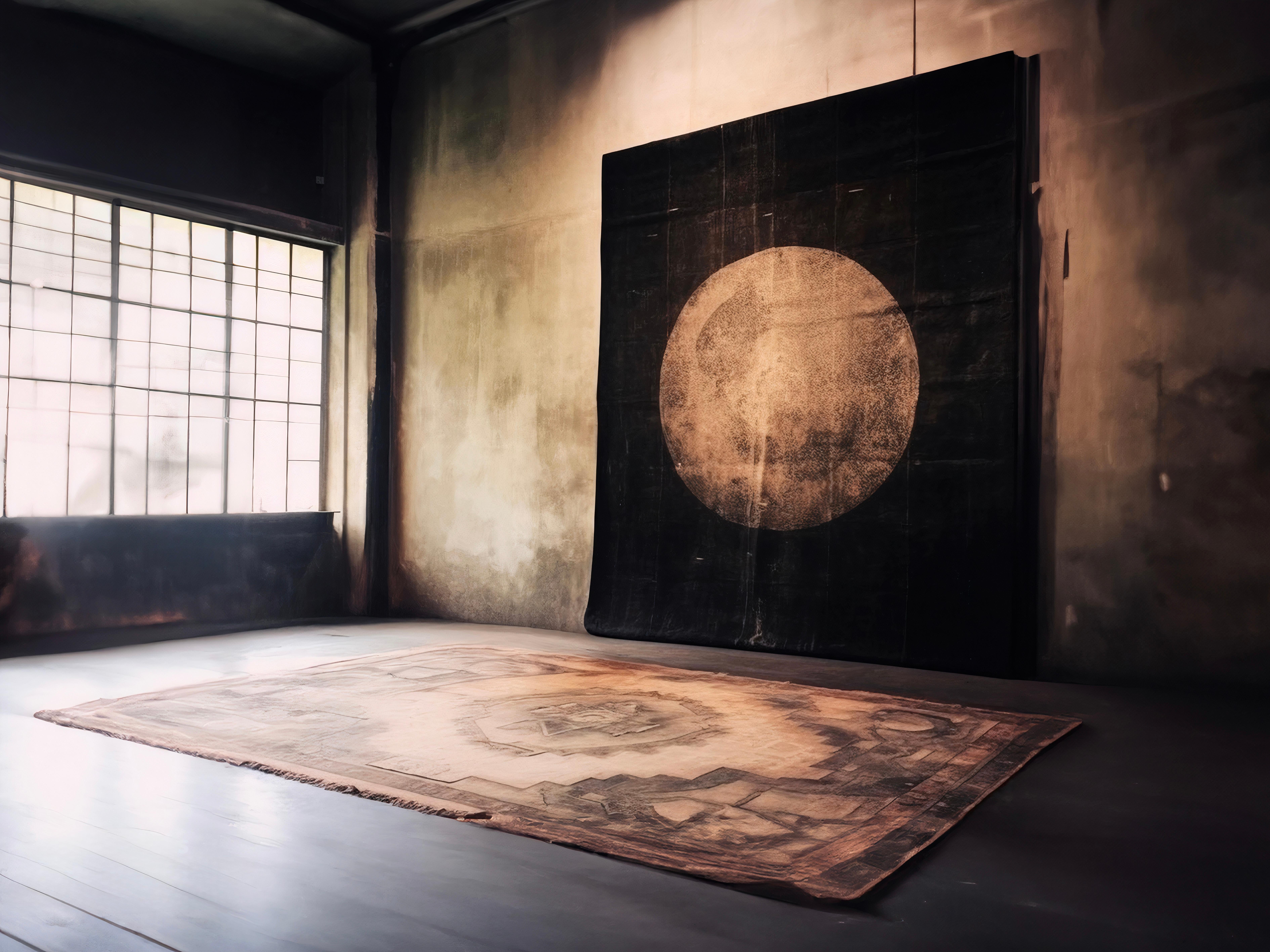 The Moon Rug brings the mystique of the cosmos into your space, capturing the luminous allure of the moon’s surface through delicate textures and celestial motifs. Its circular focal point, reminiscent of lunar phases and cosmic balance, anchors the