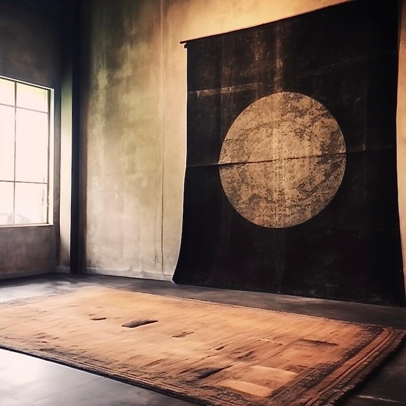Hand-Knotted Moon Rug For Sale