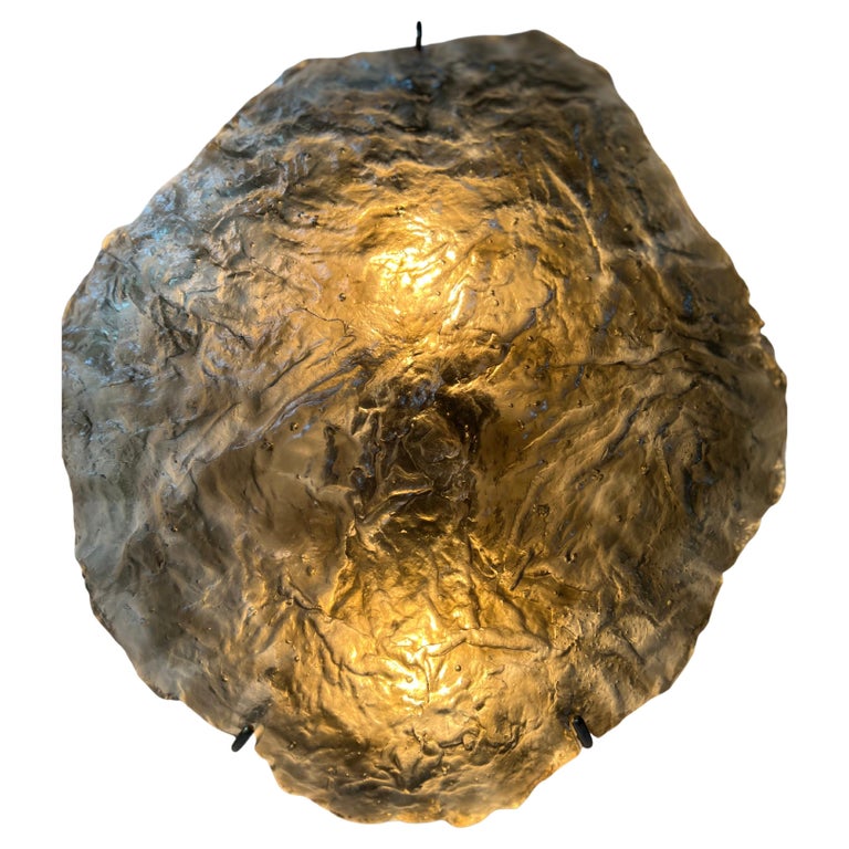 'Moon Sconce' Olive Color Hand-Sculpted Cast Glass Wall Sconce For Sale