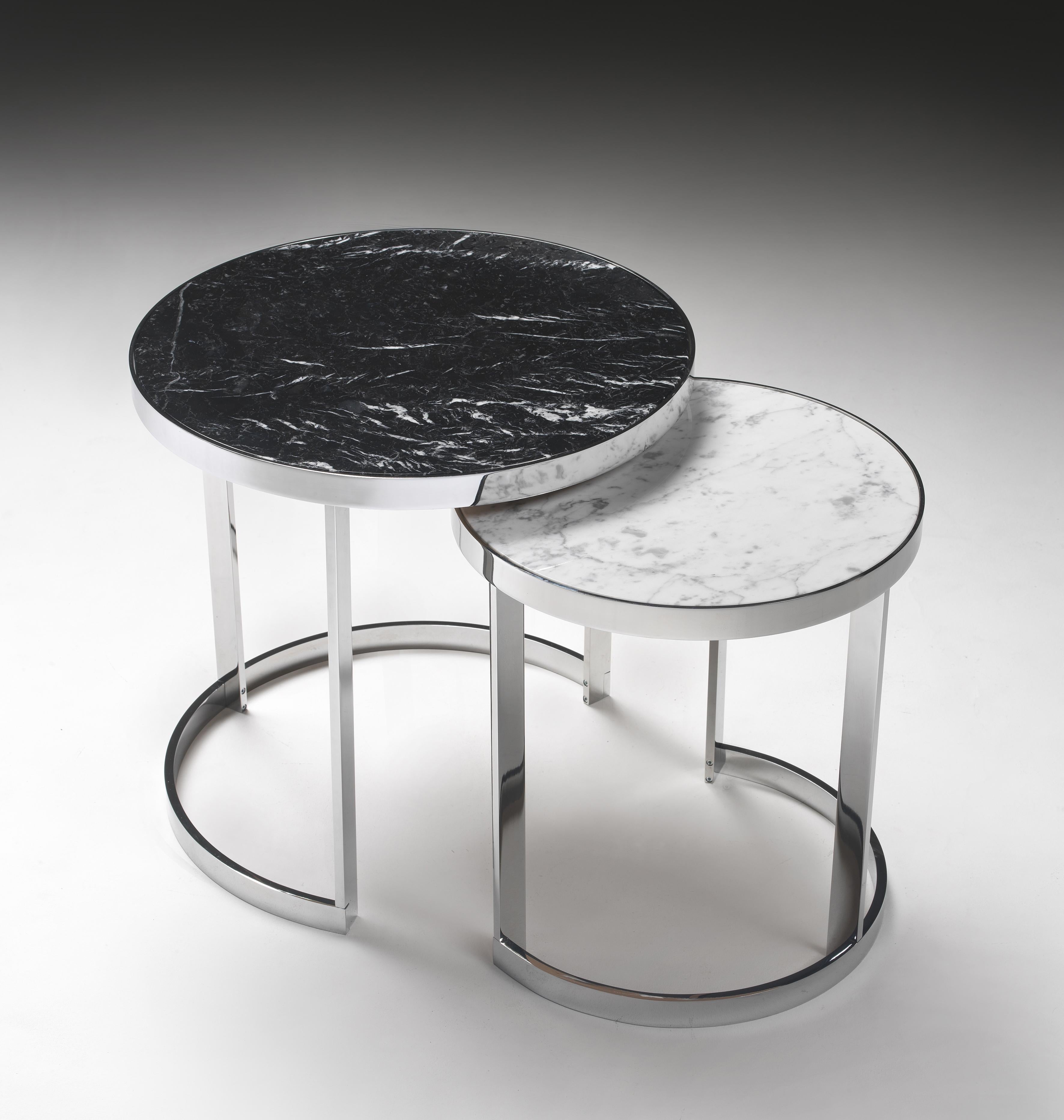chrome and marble side table