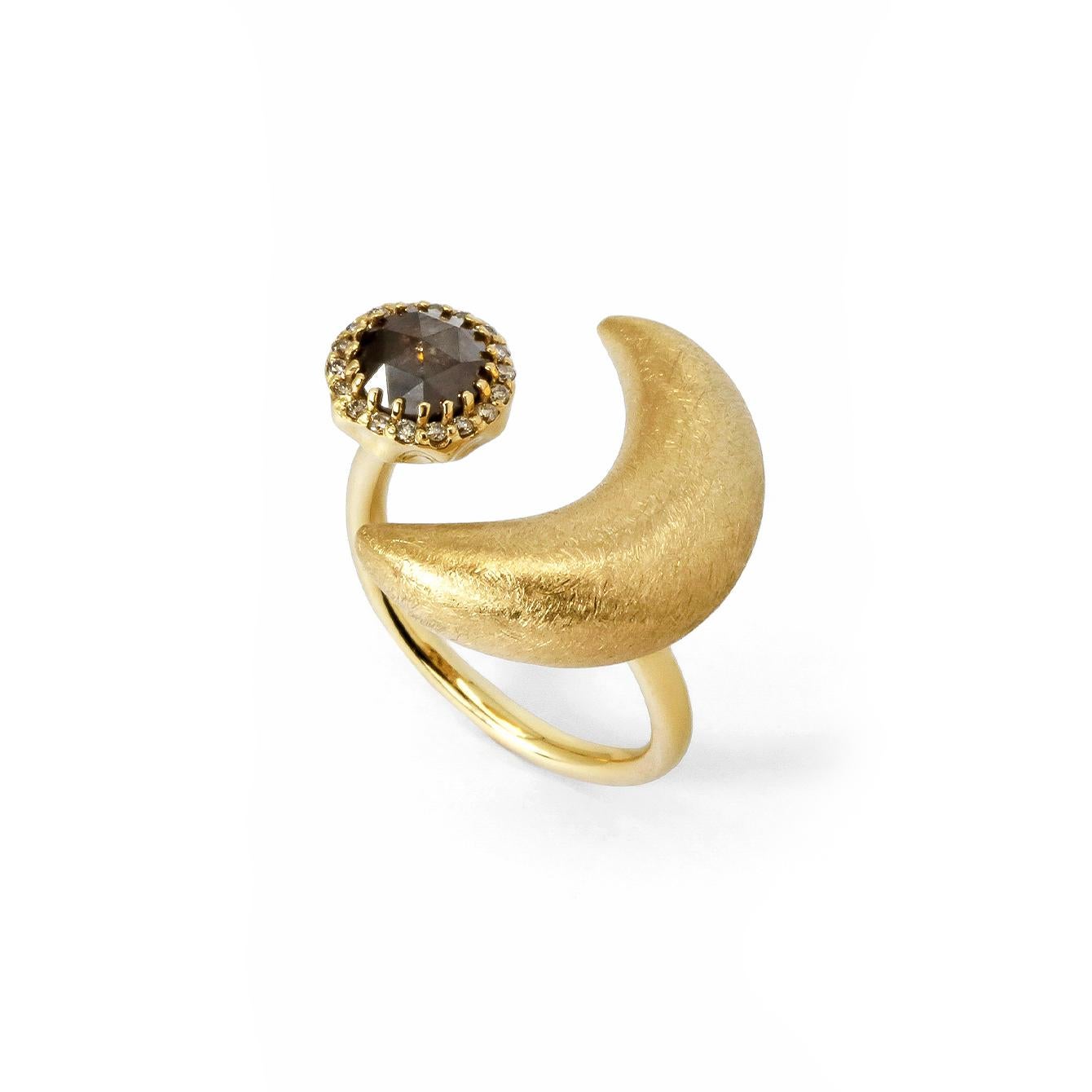 in vendita:  Anello con diamante grezzo a forma di luna (di SOONHEE) (dimensioni 44,2~62,7) 2