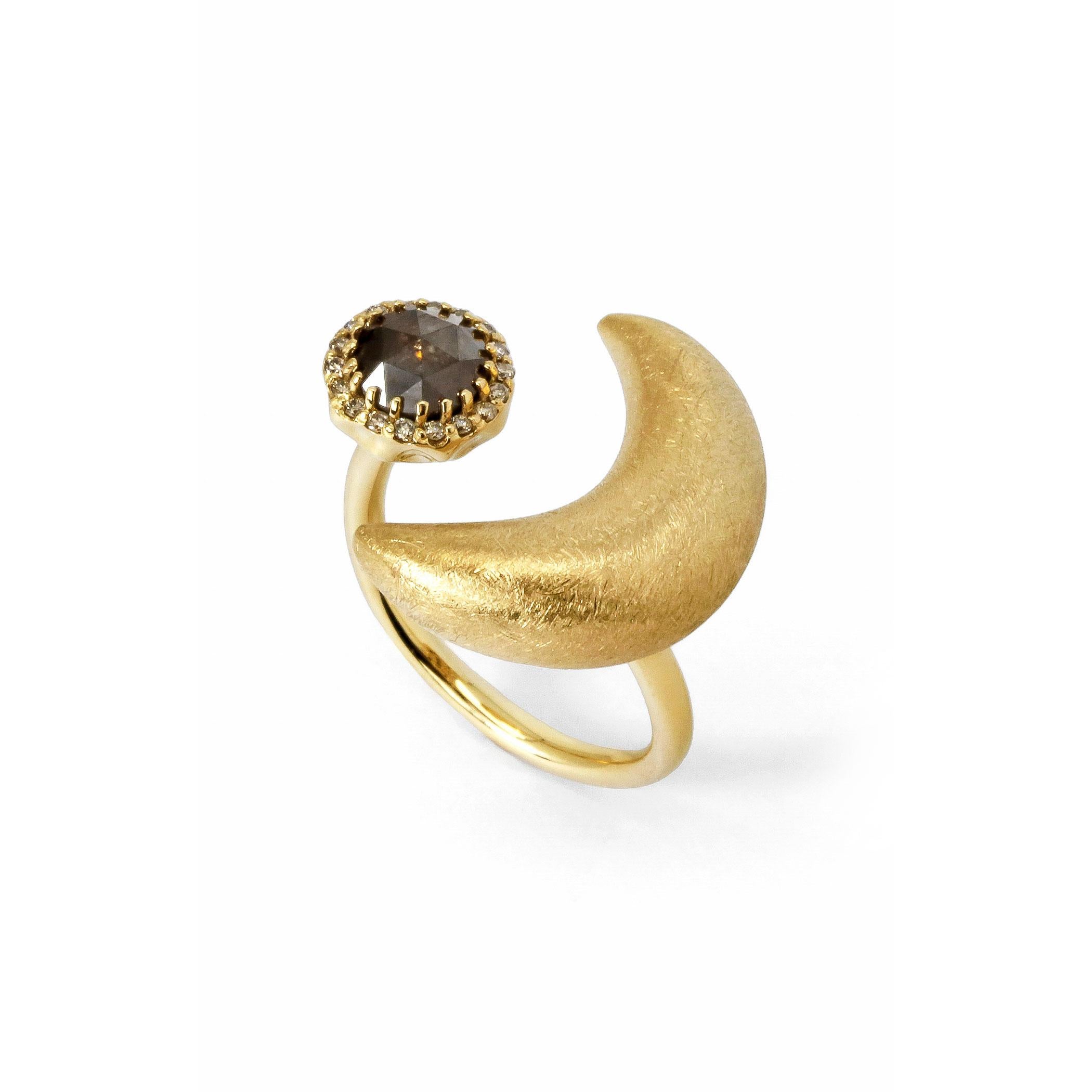 in vendita:  Anello con diamante grezzo a forma di luna (di SOONHEE) (dimensioni 63,4~69,7) 2