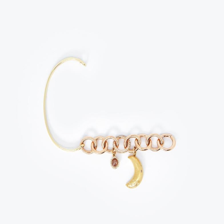 Bracelet de diamants blancs et bruts en forme de lune  (taille L :  Circonférence 20,5 cm ) Pour femmes en vente