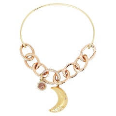 Moon Shape White & Rough Diamond Bracelet  (size S :  circumference 16.5cm )