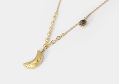 Moon Shape White & Rough Diamond Necklace