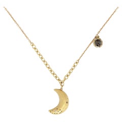 Moon Shape White & Rough Diamond Necklace