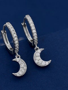 Moon Shaped Hoop Earrings 925 Sterling Silver Beautiful Design Earring For Women