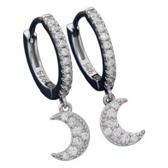 Moon Shaped Hoop Earrings 925 Sterling Silver Beautiful Design Earring For Women