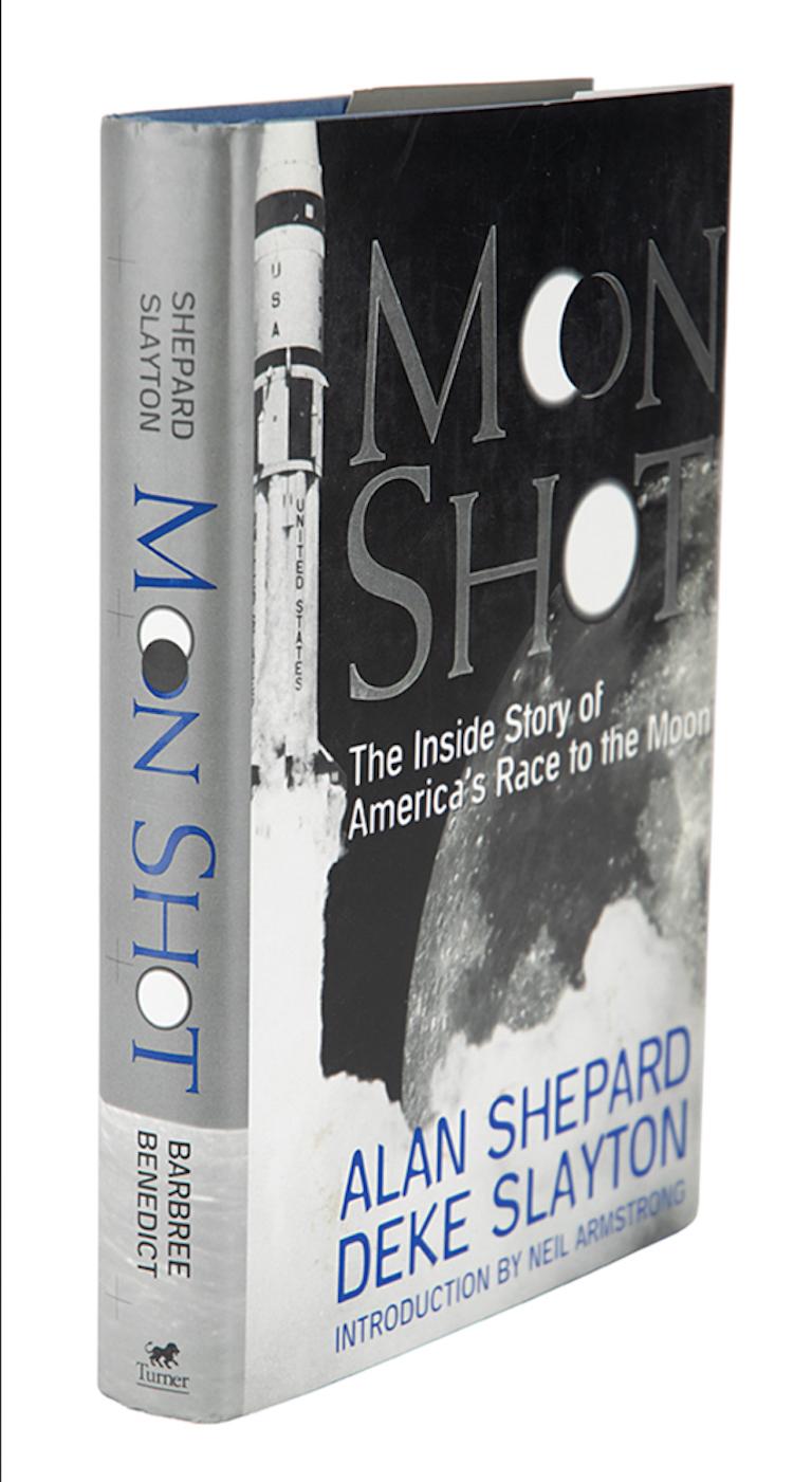 Shepard, Alan, Slayton, Deke, Moon Shot: The Inside Story of America's Race to the Moon. Atlanta: Turner Publishing, 1994. First Edition, Signed by Alan Shepard on title page. Introduction by Neil Armstrong. Original blue hardcover boards with