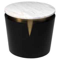 Moon Side Table Estremoz Marble Top and Brass, Handcrafted in Portugal by Duistt