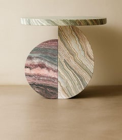 Moon Side Table in Marble & Onyx by Marsica Fossati