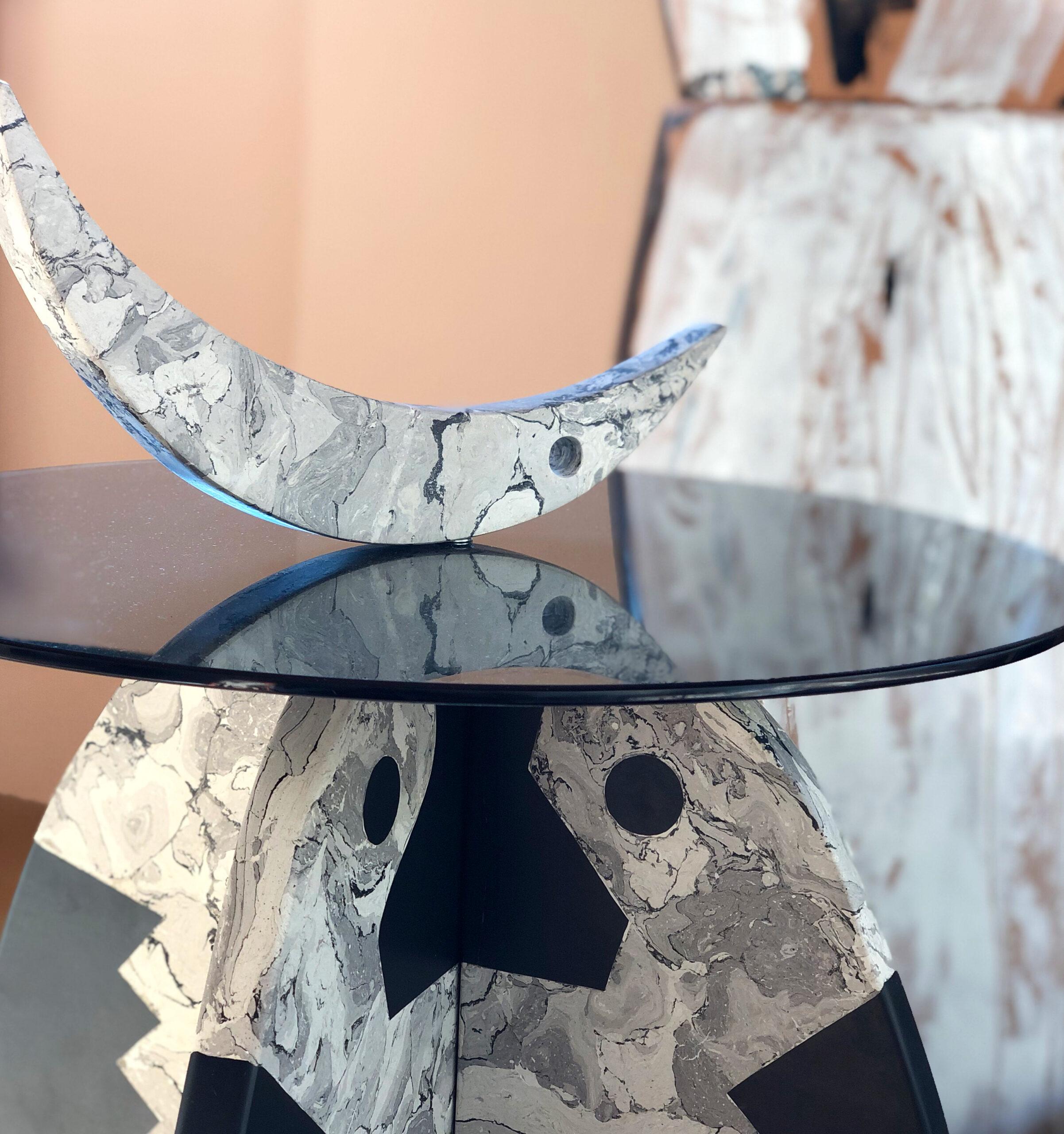 Moon side/ coffee table
Exclusively for Vgo associates
Designed by Kunaal Kyhaan
Handmade by Bianco Bianchi

For this work we have chosen a common thread between the material and the story it wants to tell. In fact, the Scagliola which is the