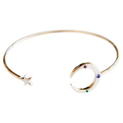Moon Star Emerald Ruby Tanzanite Bracelet Arm Cuff Gold Crescent J Dauphin