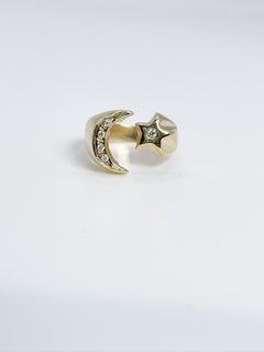 Mond- und Sternring 18KT Gelbgold