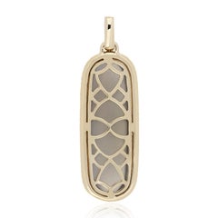 Moon Stone Grey and Diamond Pendant 14 Karat Yellow Gold