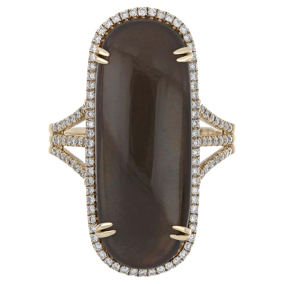 Heart Shaped Grey Stone Statement Cocktail Ring in 14 K Gold F. by the ...