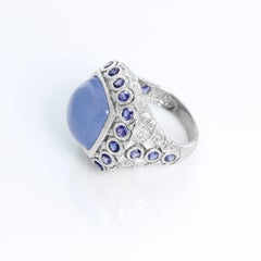 Moon Stone & Sapphire Ring