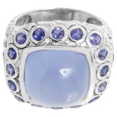 Vintage Moon Stone & Sapphire Ring