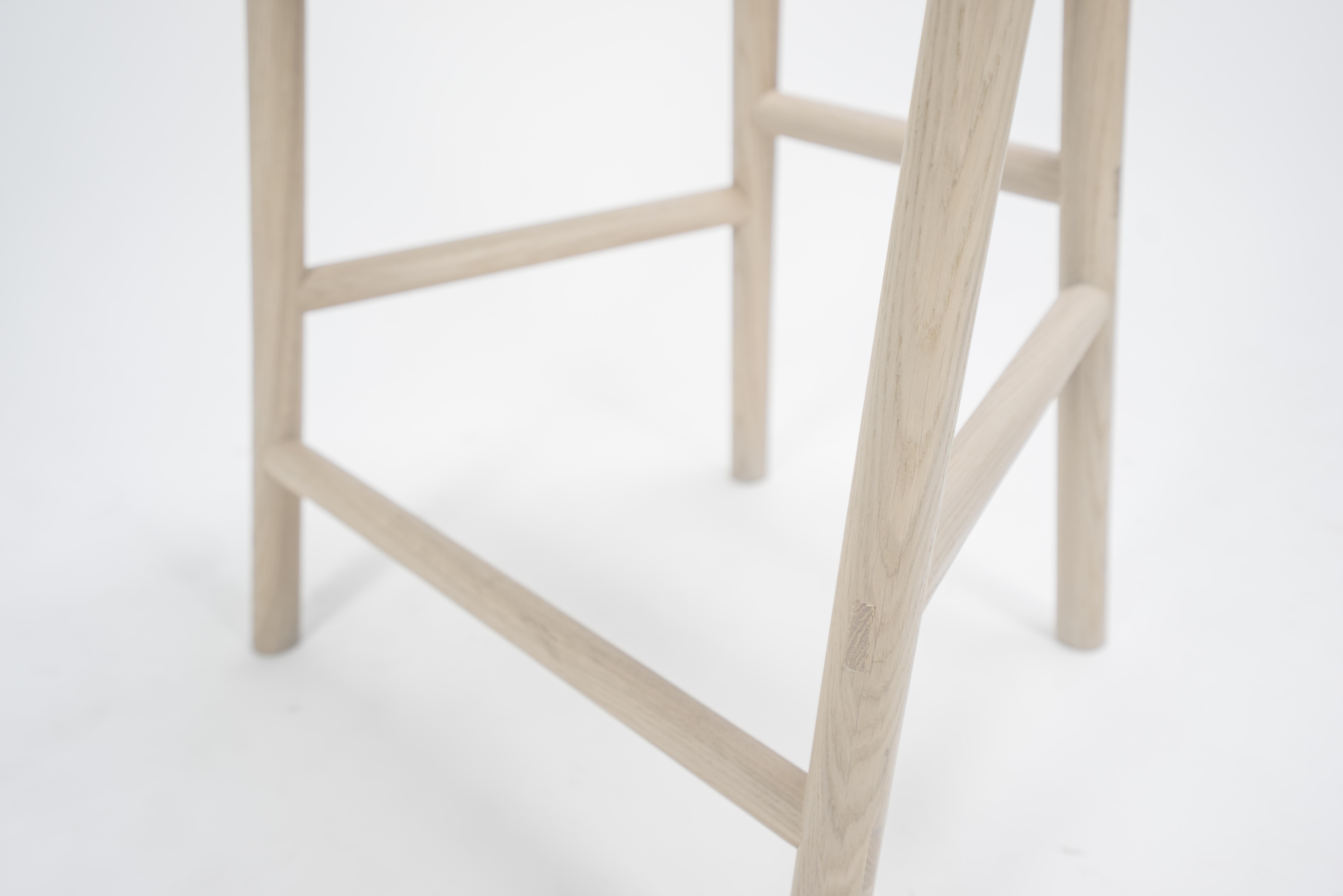 Chinese Moon Stool by Sun at Six, Nude, Minimalist Counter Stool in Oakwood For Sale
