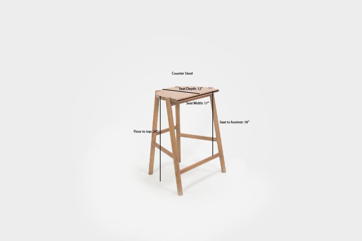 Moon Stool by Sun at Six, Nude, Minimalist Counter Stool in Oakwood For Sale 1