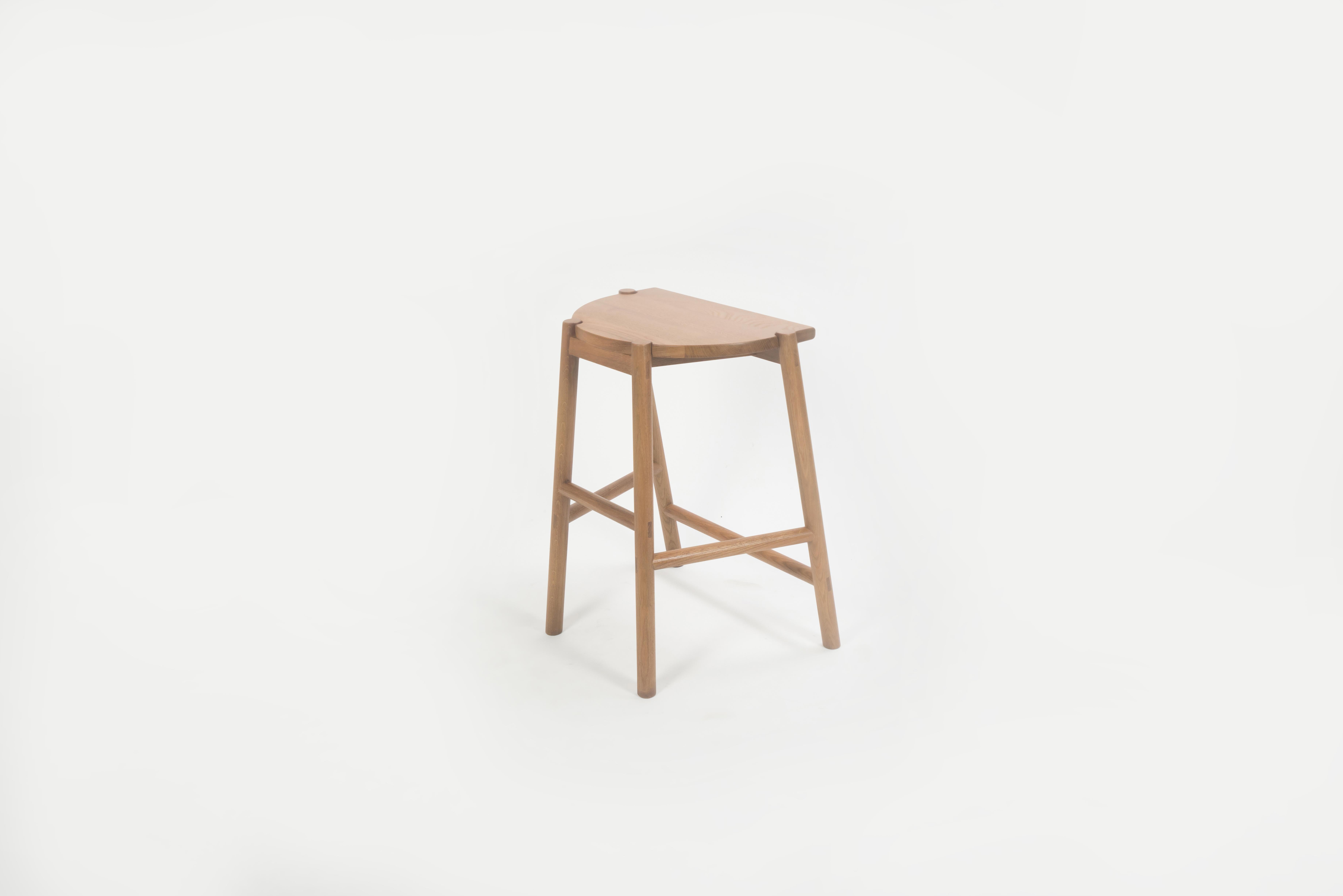 Moon Stool by Sun at Six, Sienna, Minimalist Counter Stool in Oak wood 4