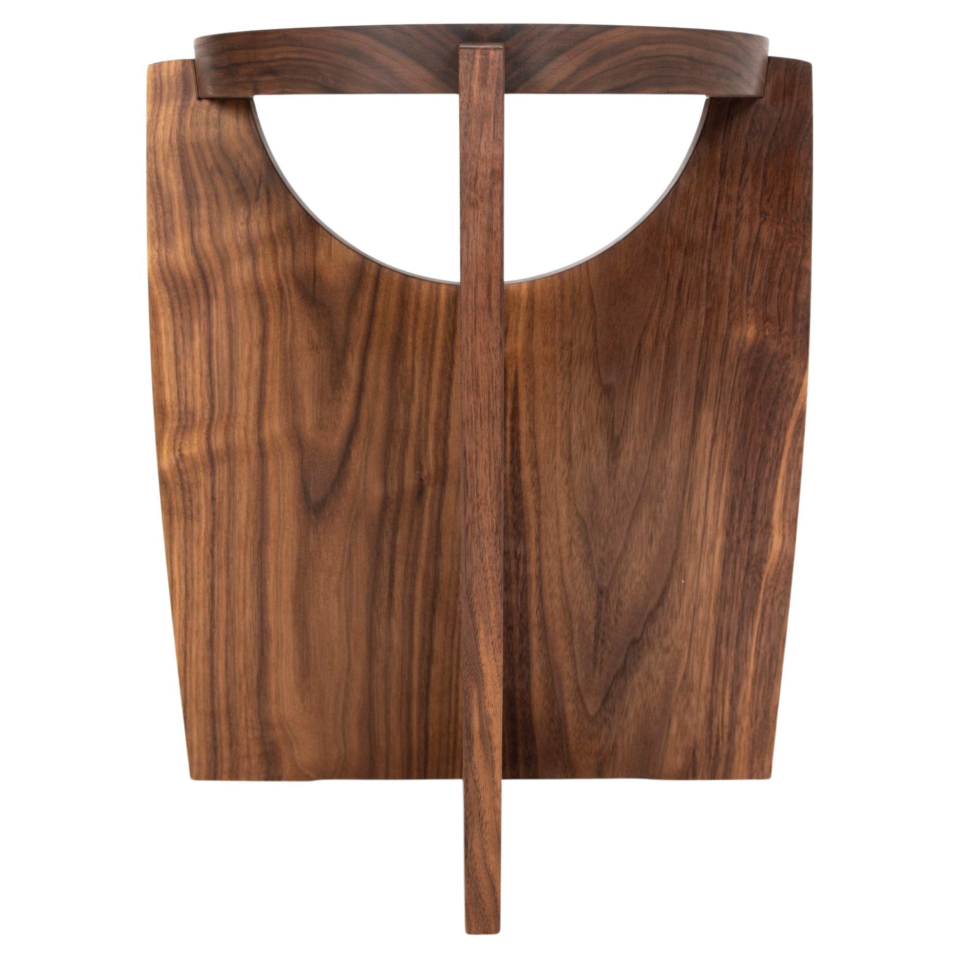 "moon" modernist stool or side table from black walnut For Sale