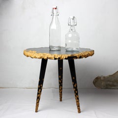 Moon - Side Table, Unique Sculptured Furniture, from Reclaimed Wood and Cork