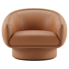Moon Swivel Armchair in Bonfire eco leather