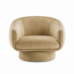 Moon Swivel Armchair in orion III artichoke fabric