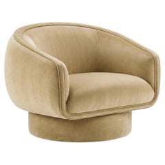 Moon Swivel Armchair in orion III artichoke fabric