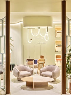 Moon Swivel Armchair in Vienna Desert fabric