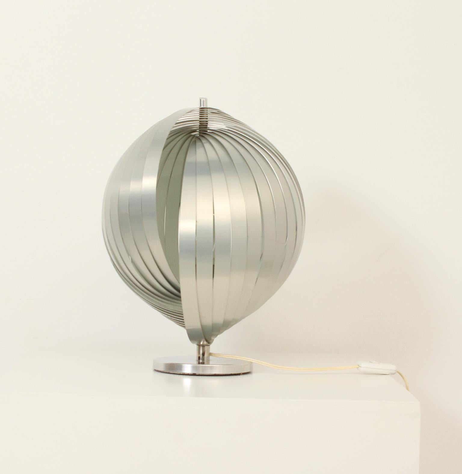 Aluminum Moon Table Lamp by Henri Mathieu, France, 1972