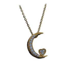 Moon to Heart Moissanite Necklace 925 Sterling Silver Lightweight Necklace Gift