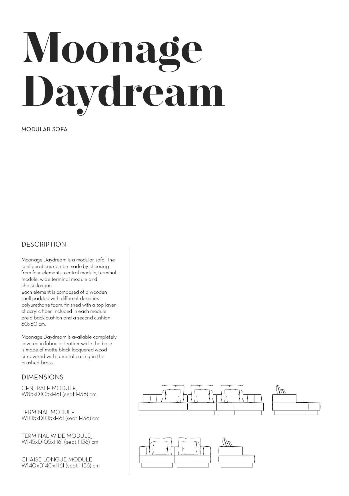 Moonage Daydream Modular Sofa Schwarz Timeless Leder und gebürstetem Messing (21. Jahrhundert und zeitgenössisch) im Angebot