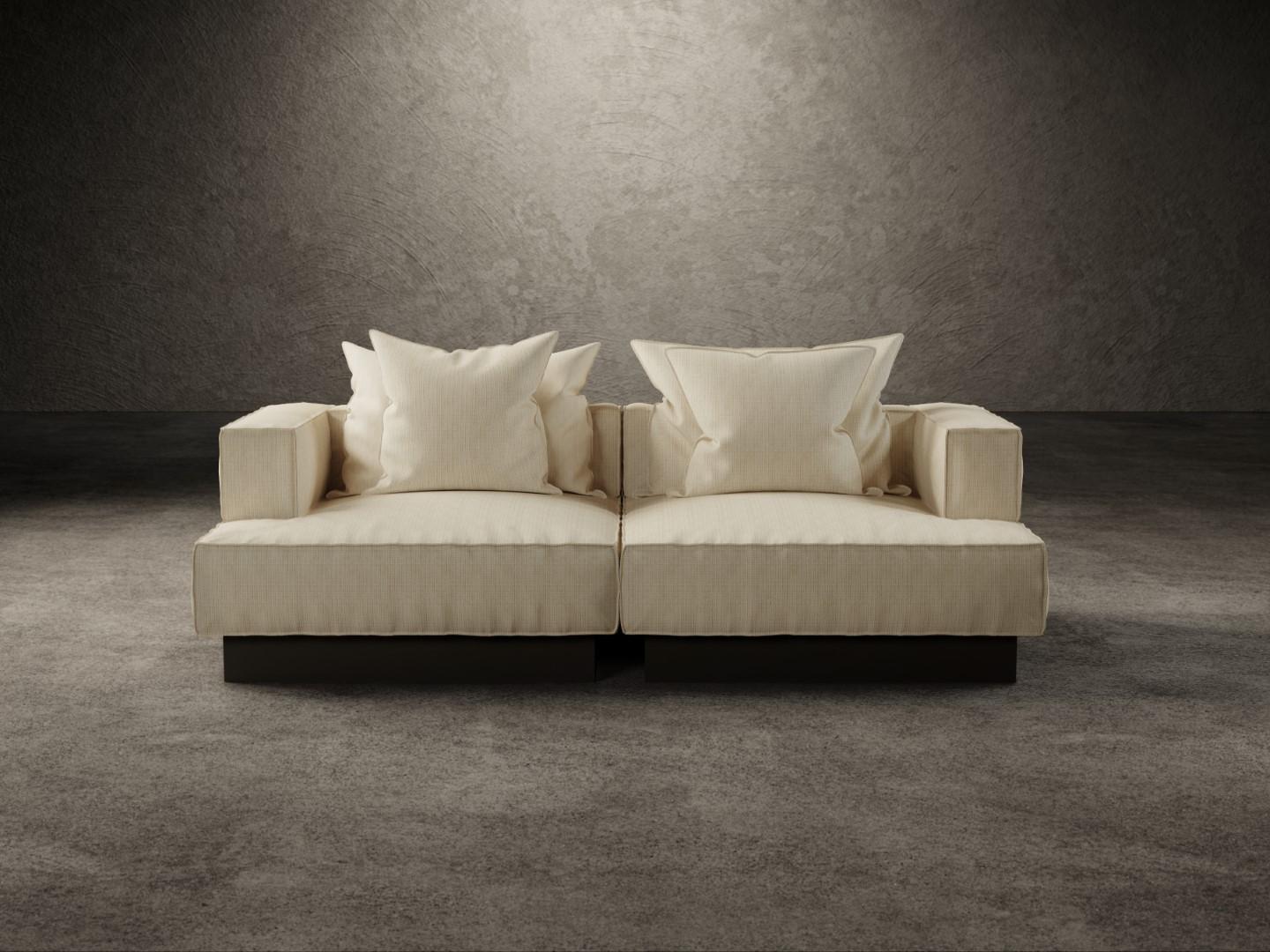 Art Nouveau Moonage Daydream Modular Sofa Grand Natté White Fabric For Sale