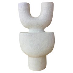 Moonbulb White Raku Clay Sandy Glaze Ceramic Sculpture by Stephanie Phillips