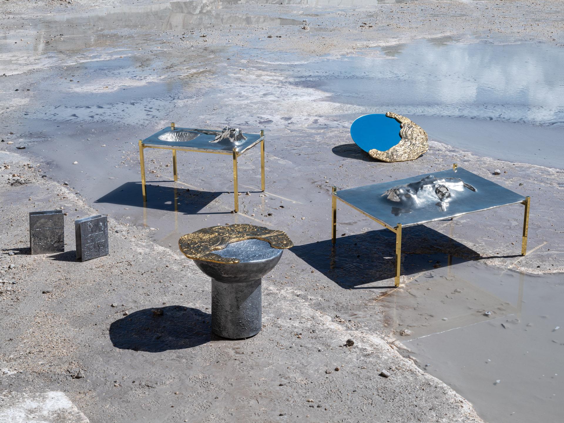 Mooncrater, Beistelltisch aus Aluminium, Wachsausguss und Bronze, Lunar Edition im Angebot 2