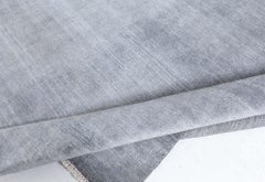 "Moonglade" Modern Solid Steel Blue Handmade Silk Rug by Doris Leslie Blau