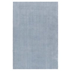 "Moonglade" Modern Solid Steel Blue Handmade Silk Rug by Doris Leslie Blau