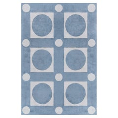"Moongrid" Contemporary Art Deco Geometric Gray Silk Carpet by Doris Leslie Blau