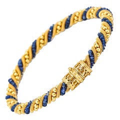 Moonlight 18 Karat Yellow Gold Sapphire Beads Rope Bracelet